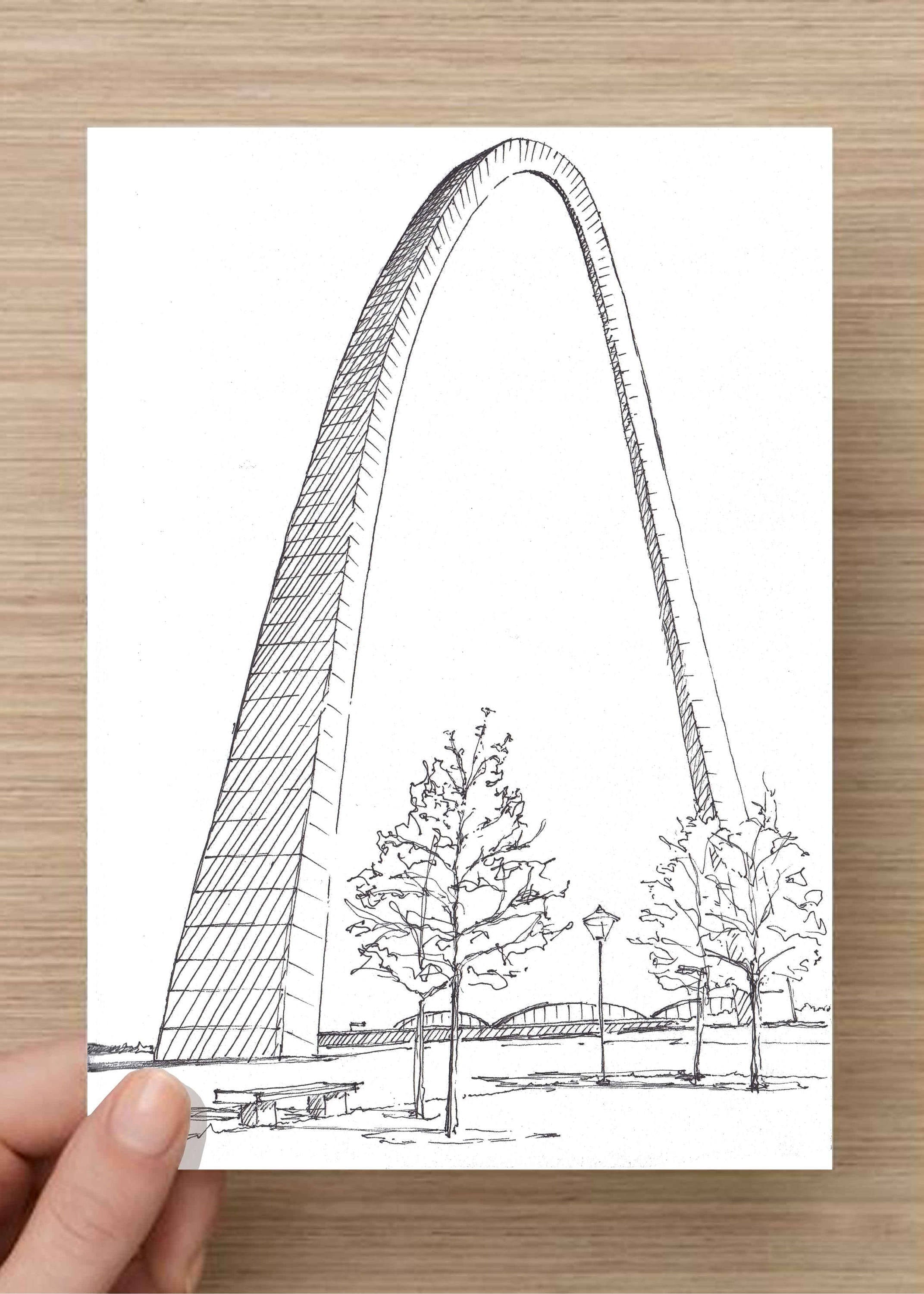 ST LOUIS ARCH in St. Louis, Missouri - Public Art, National Park, Drawing,  Art, Architecture, Monument, Art Print, Drawn There