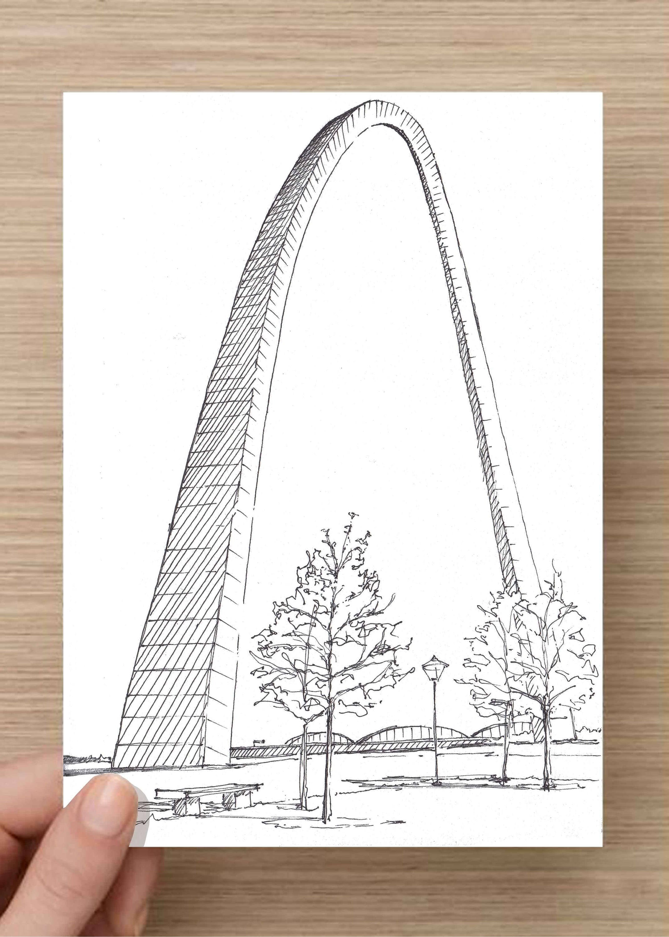 hand painted 8x10 st louis arch