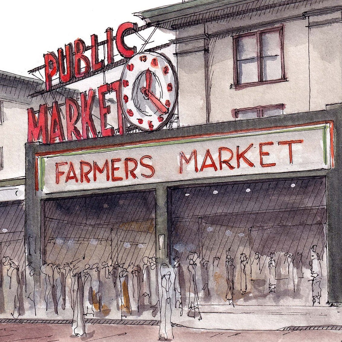 Washington Pike Place Market Coloring Page {FREE Printable!} – The Art Kit