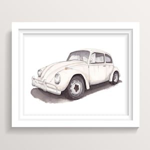 VINTAGE CLASSIC CAR - Engine, Buggy, Plein Air Pen and Ink Drawing, Vehicle Art Print, Drawn There