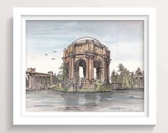 PALACE of FINE ART - San Francisco California Watercolor Painting Giclee Art Print, Drawn There