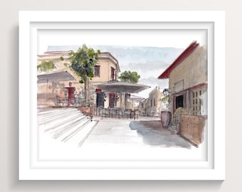 Plaka Café, Athens Greece | Digital Download | Plein Air Streetscape