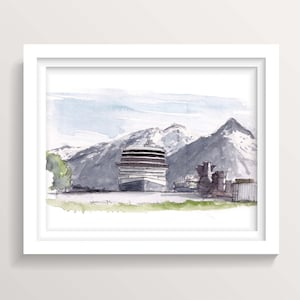 SKAGWAY ALASKA CRUISE - Ship Dock Port, Ink and Watercolor Painting Drawing, Plein Air Art Print, Drawn There