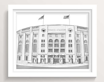 OLD YANKEE STADIUM - New York, The Bronx, Baseball Stadium History, Architecture Pen and Ink Drawing, Sports Art Print, Drawn There