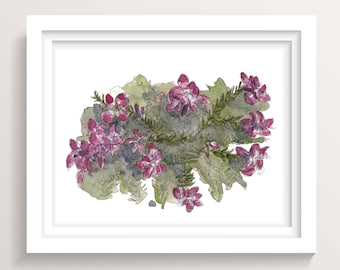 PURPLE FLOWER PLANT - Southern California Garden, Flowers, Blossom, Bloom. Plants, Watercolor Painting, Drawn There