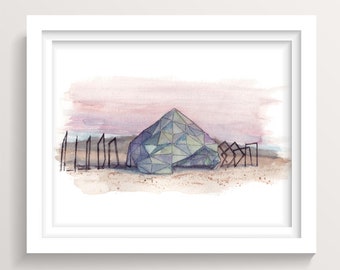 BLACK ROCK CITY 2022- Prism of Possibilities, Playa Art, Ink and Watercolor Painting, Drawing, Art Print, Drawn There