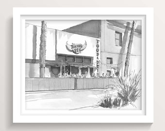 The Flying Pig, Oceanside | Printable Wall Art | Architectural Illustration