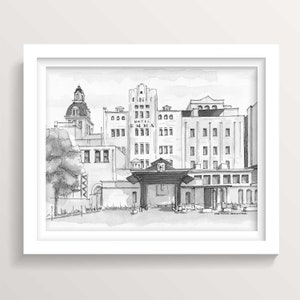 HOTEL EMMA - San Antonio, Texas, Boutique Hotel Wedding Invitation, Pen and Ink Drawing, Architecture Painting, Drawn There