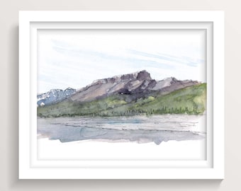 DALTON HIGHWAY RIVER - Ink and Watercolor Plein Air Landscape Painting, Mountain, Alaska Art, Bikepacking Sketchbook, Drawn There