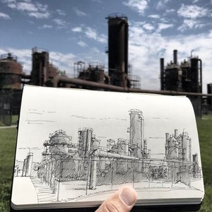 GAS WORKS PARK Abandoned Industrial Wasteland, Urbansketchers, Seattle, Washington, Drawing, Pen and Ink, Sketchbook, Art, Drawn There image 3