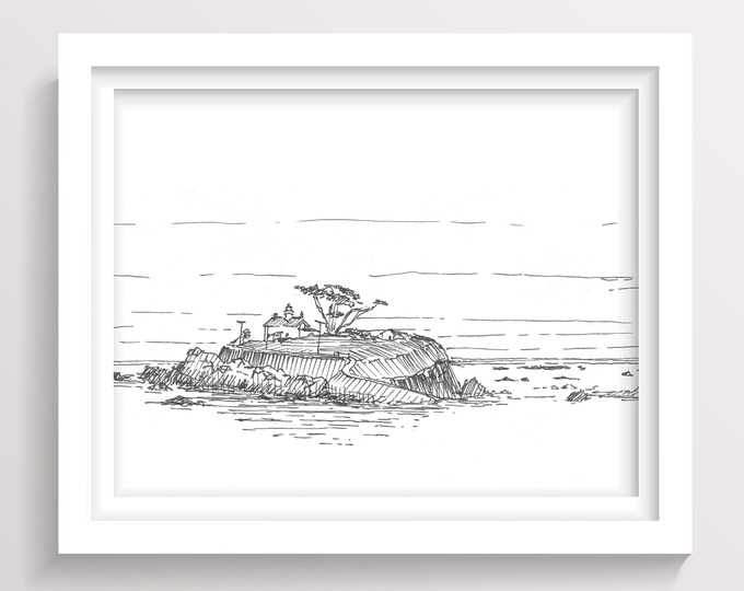 BATTERY POINT at High Tide - Crescent City, California, Historic, Pacific Coast, Sketch, Pen and Ink, Drawing, Sketchbook, Art, Drawn There