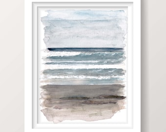 OCEAN WAVES WATERCOLOR - Beach, Water, Sand, Plein Air Painting Art, Drawn There