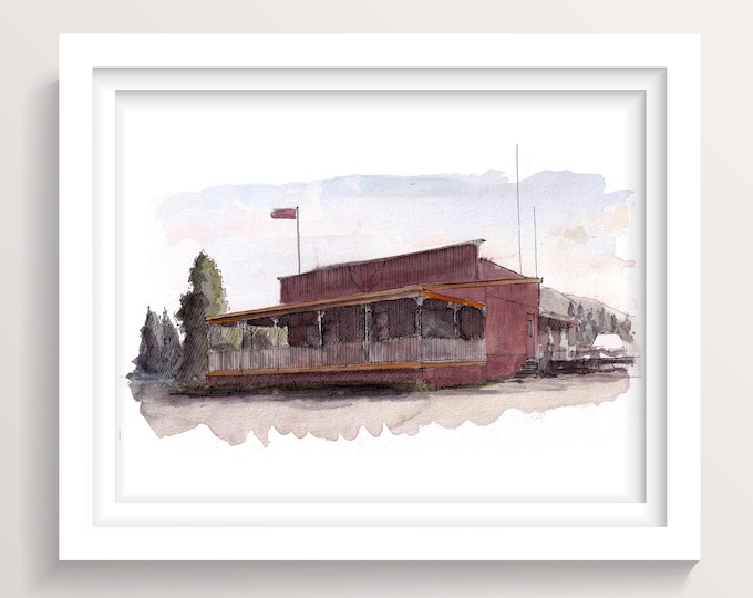 COLDFOOT ALASKA - Dalton Highway General Store, Pan American Highway, Ink and Watercolor Painting, Drawing, Art Print, Drawn There
