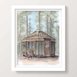 YURT - Tent, Shelter, House, Architecture, Sustainable, Off-Grid, Art, Pen and Ink, Drawing, Aquarel, Painting, Sketchbook, Drawn There