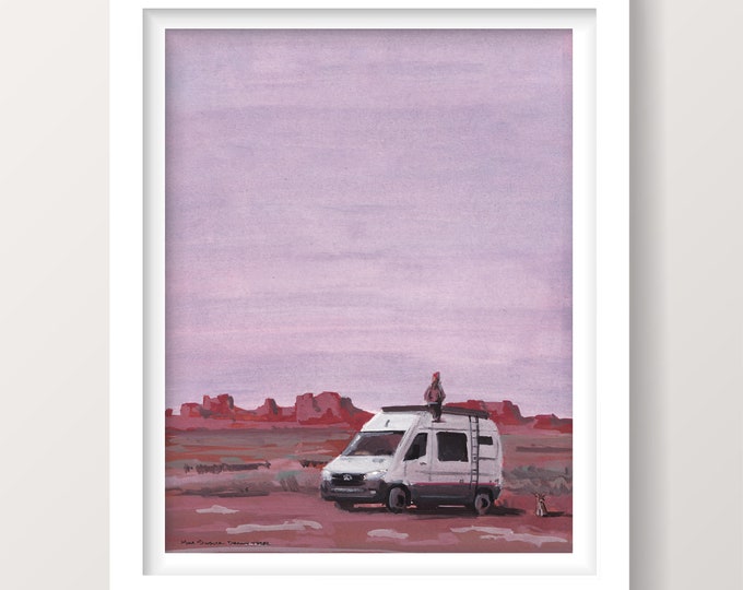 SPRINTER CAMPER VAN - Storyteller Overland Desert Landscape Painting, Art Print, Vanlife, Camping, Roadtrip, Mercedes Sprinter, Drawn There