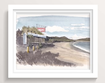 BRASILITO BEACH CAFE - Costa Rica, Tropical Watercolor Plein Air Painting, Travel Sketchbook, Central America, Art, Drawn There