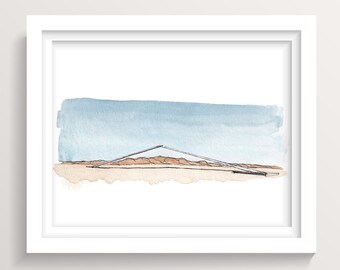 BLACK ROCK CITY 2022 - Beam, Playa Art, Ink and Watercolor Painting, Drawing, Art Print, Drawn There
