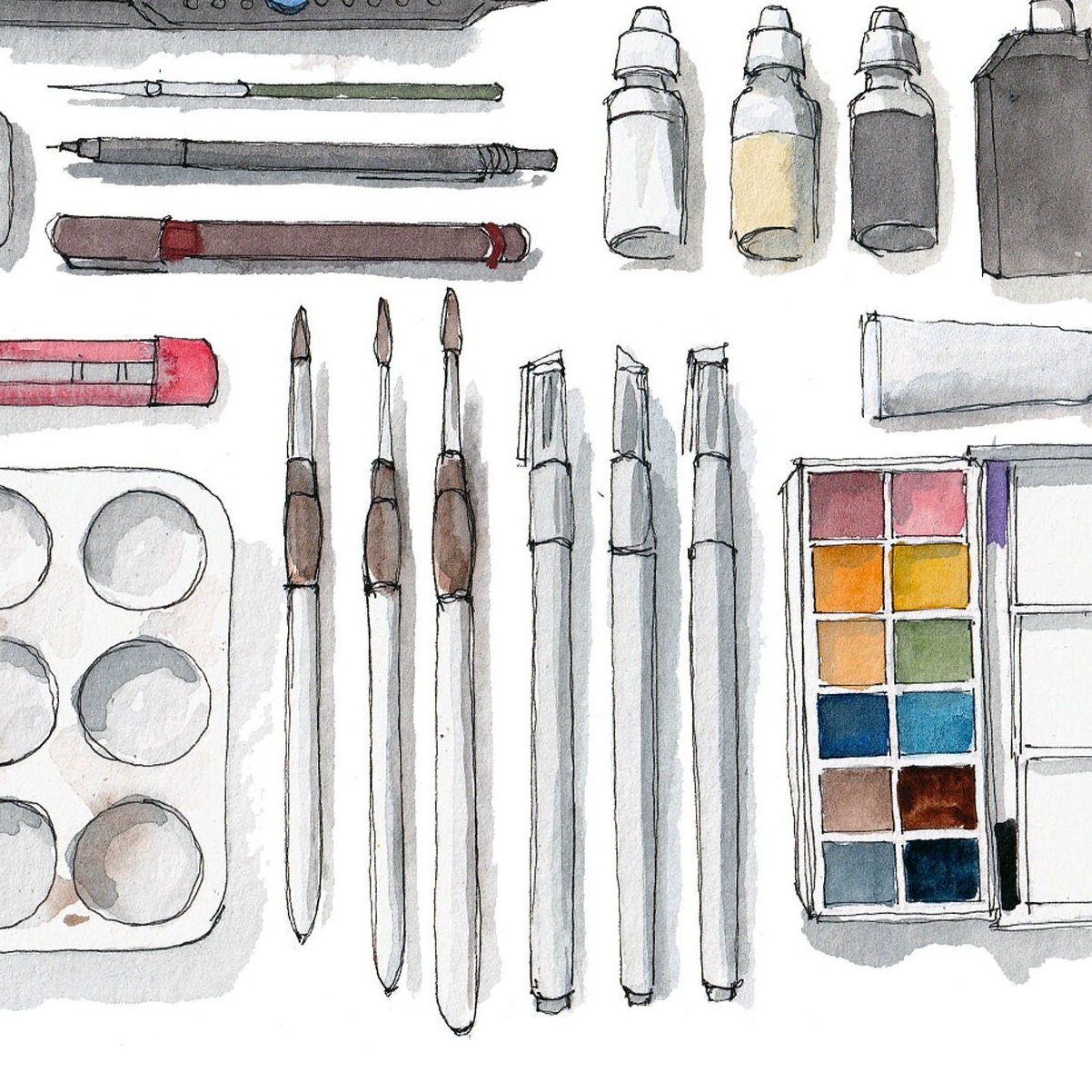 WATERCOLOR ART SUPPLIES - Artist Tools, Plein Air Sketch Kit