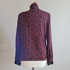 Vintage 1980s paisley design blouse Miss O by Oscar de la Renta shoulder pads image 6