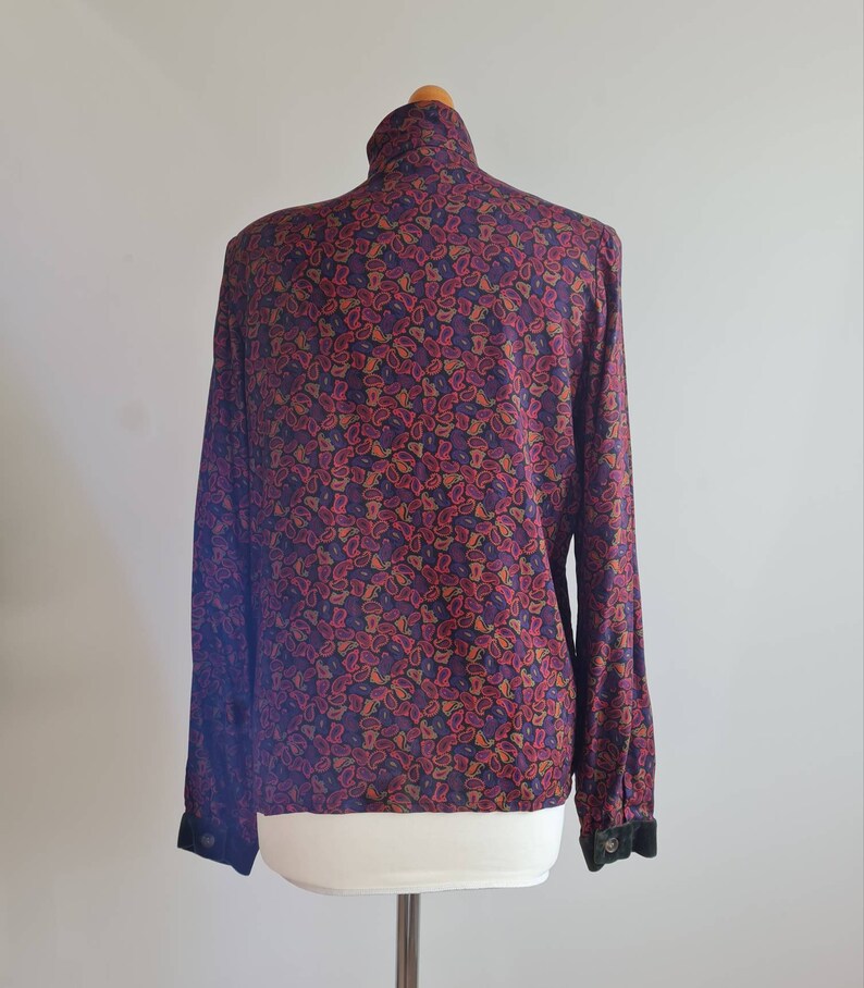 Vintage 1980s paisley design blouse Miss O by Oscar de la Renta shoulder pads image 6