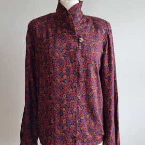 Vintage 1980s paisley design blouse Miss O by Oscar de la Renta shoulder pads image 8