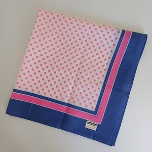 Retro Debenhams pink & blue spotty design cotton bandana | vintage scarf | deadstock | made in Japan