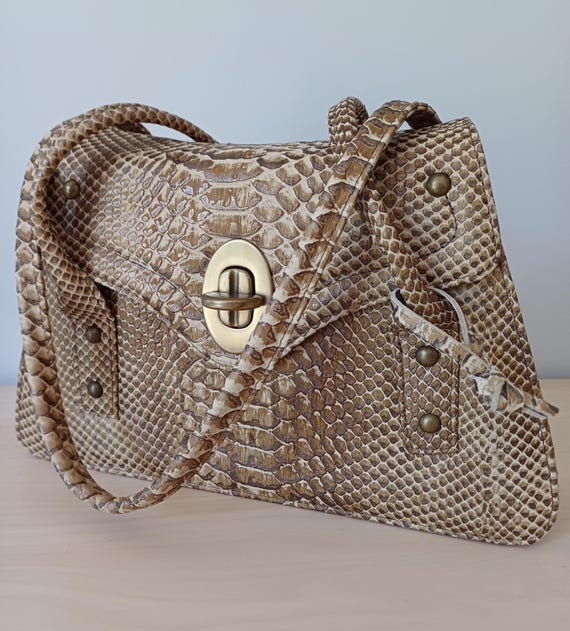 Echt leren tas van Peter Kaiser vintage schoudertas slangenprint Jaren 90 2000 y2k Etsy Belgie