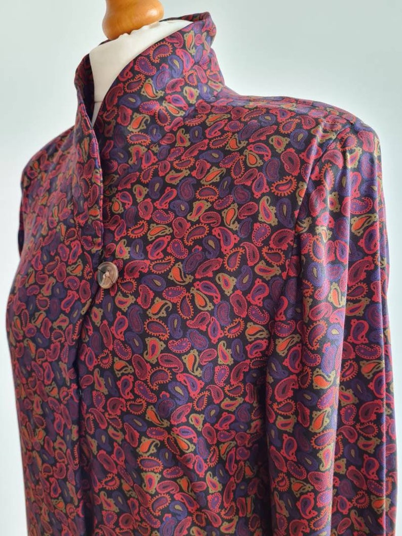 Vintage 1980s paisley design blouse Miss O by Oscar de la Renta shoulder pads image 4