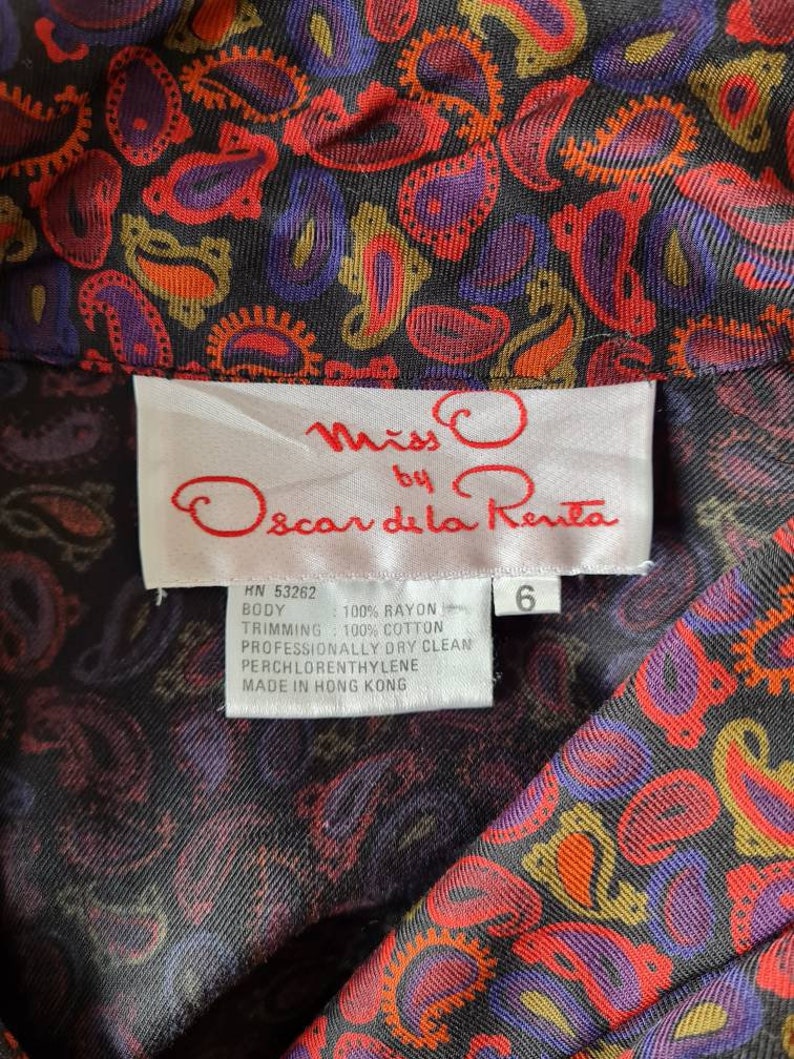Vintage 1980s paisley design blouse Miss O by Oscar de la Renta shoulder pads image 9