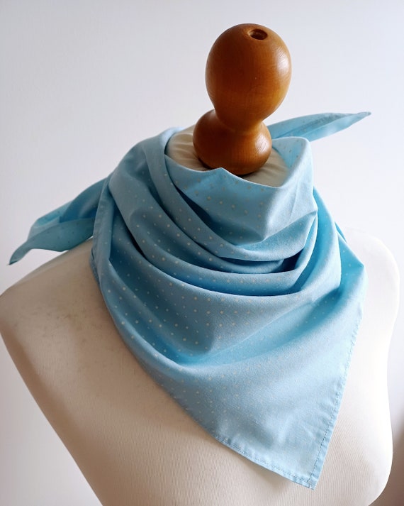 Baby blue & white polka dot headscarf  | spotty b… - image 5