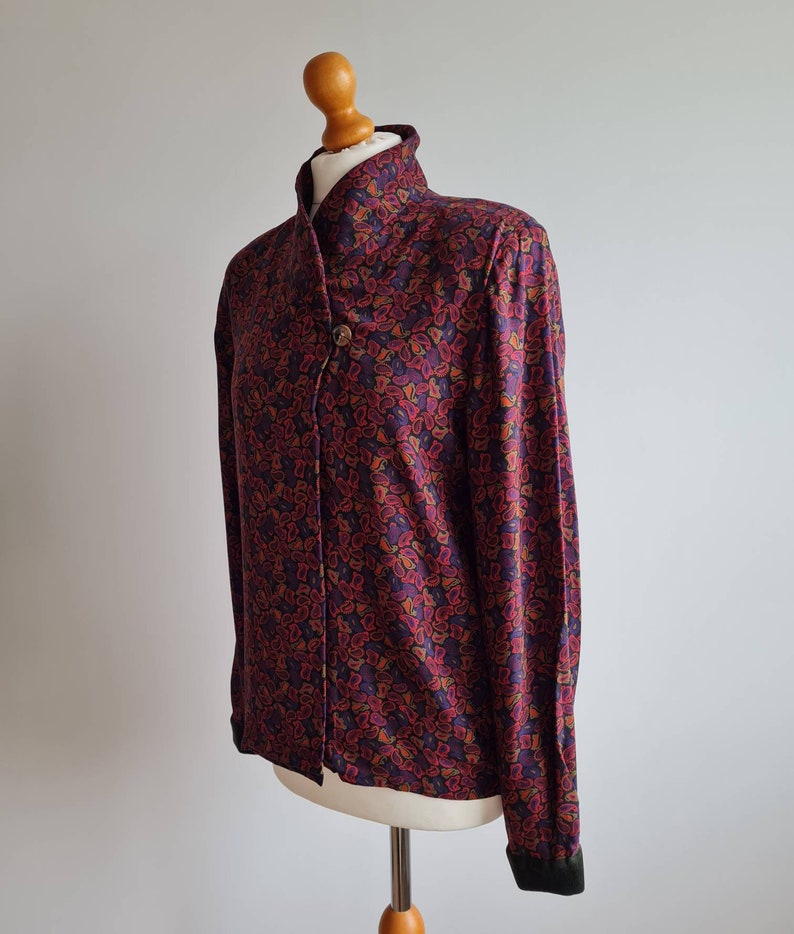 Vintage 1980s paisley design blouse Miss O by Oscar de la Renta shoulder pads image 5