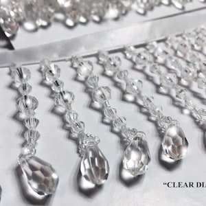 40% Off | Diamond Clear Teardrop Bead Fringe Trim | Stunning Crystal Clear 3" Long Home Decor Beaded Trimming | Drapery Trim, Lampshade Trim