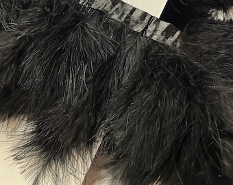 Black Marabou Feather Fringe Trim: 5-6" Fluffy Accessory