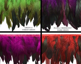 Ombre Feather Fringe Trim: 6" Two-Toned Colors, Sold by the Yard