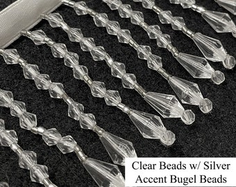 Crystal Clear Beaded Fringe Trim: Silver Accent, 2 3/4" Long