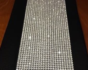 SALE! Rhinestone Table Runner Genuine Real Crystals for Wedding Reception Table Decoration Holiday Centerpiece  4.5" Wide w/ Length Options