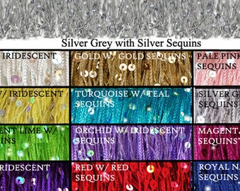 9" Sequin Fringe | Long Chainette Hangs Loose at Bottom | Trim for Dance, Performance Outfit, Ballroom Gown, Dancewear Costume Sparkle | USA