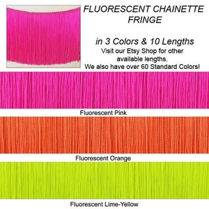 3" long Fringe Chainette Fluorescent Trim | Performance Dance Outfit, Ballroom Dancewear Costume | Vivid Lime, Hot Pink or Orange | USA Made
