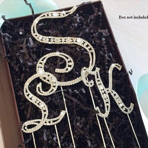 Sale! | Crystal Rhinestone Monogram Cake Topper Wedding, Grooms Cake,  Birthday Anniversary Decoration | Marquise Initials or Numbers Decor
