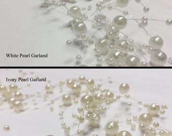Sale White Pearl Beaded Garland 5 Decoration Etsy