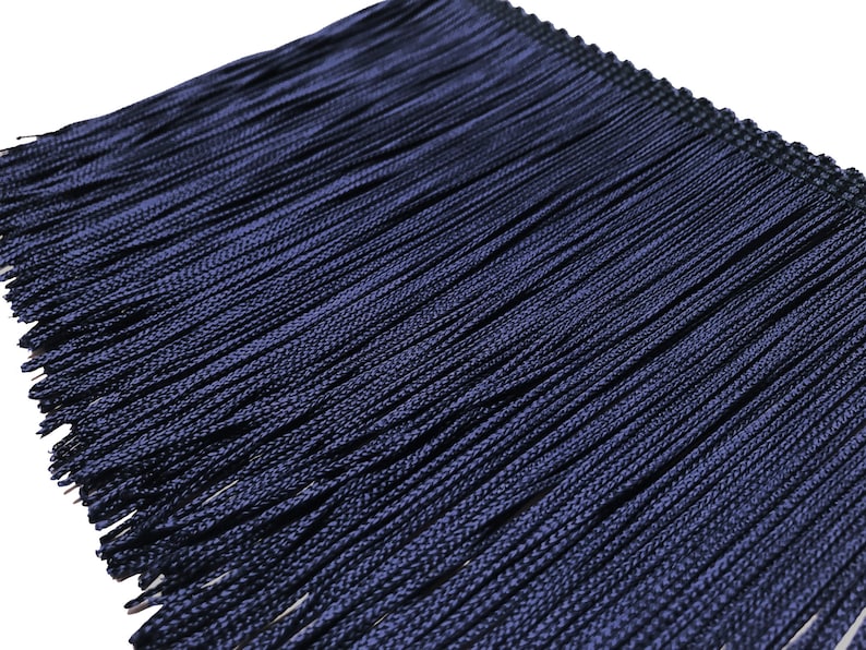 Home Decor Silky Rayon Made in USA Trim for Dancewear Fringe Performance Competition Costume Dance Navy Blue Chainette Cut Fringe