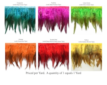 Bright Color-Tipped Feather Fringe Trim - 5" Drop