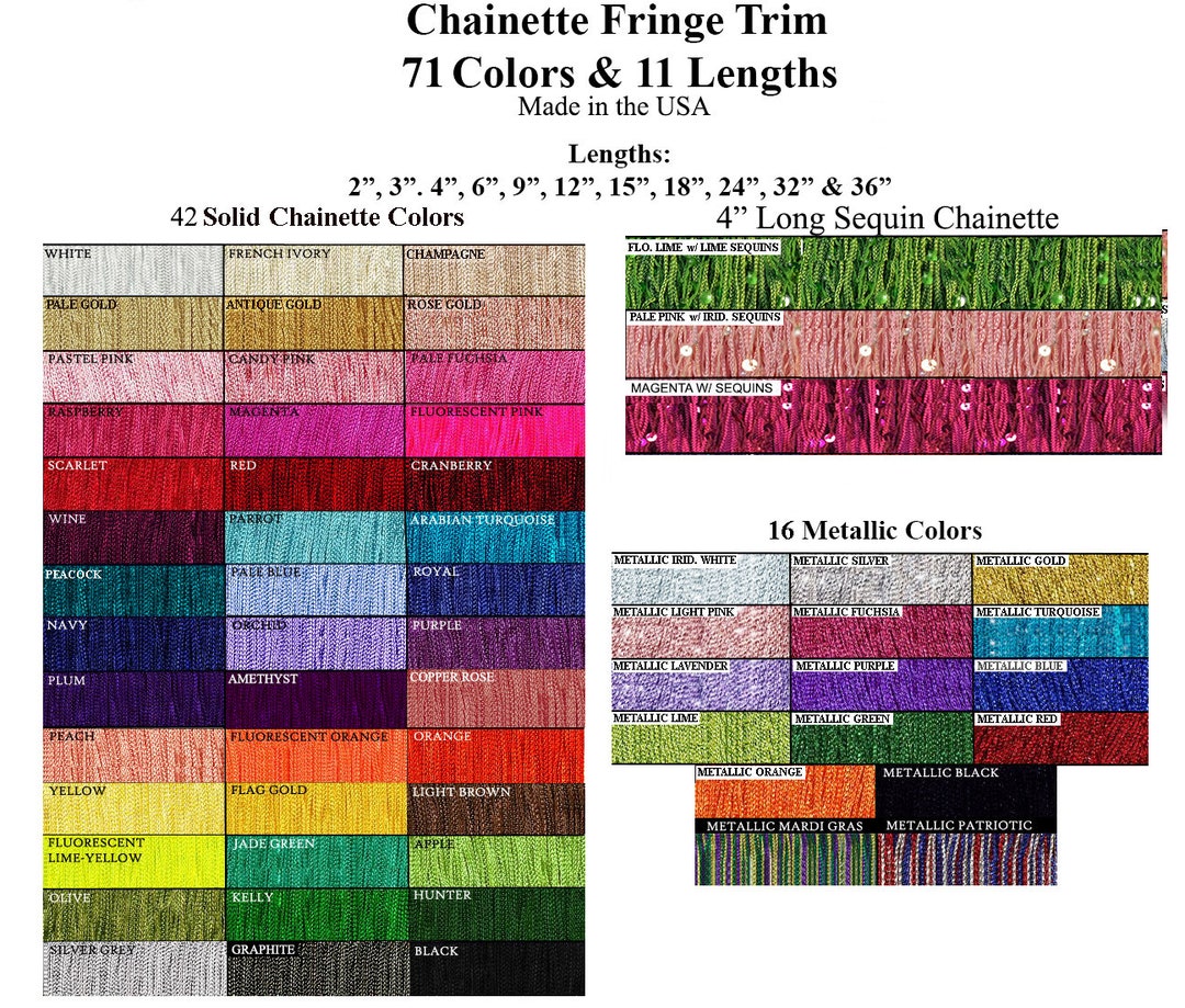 4 Inch Mardi Gras Glimmer Chainette Fringe