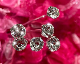 Rhinestone Silver Stems: 1/4" Bridal Bouquet & Cake Decoration