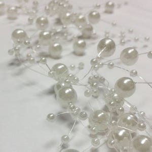 Sale! Garland in White Pearls for Decorating Wedding Reception Table Centerpiece Decor Beaded & Strung Beads for Bridal Bouquets