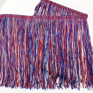 4th of July Fringe Trim Fourth Holiday Patriotic America 2024 Election Party Decoration Chainette Red White (Silver) Blue Party Table Banner