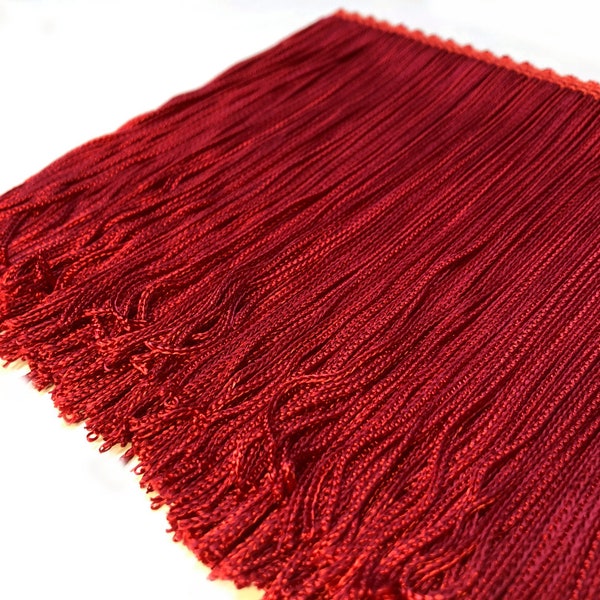 Fringe | Scarlet Red Chainette Cut Fringe | Trim for Dancewear, Performance Competition Costume , Dance, Home Decor |Silky Rayon Made in USA