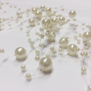 Sale! Ivory Pearl Garland for Decorating Wedding Reception Table Centerpiece Decor Beaded & Strung Beads for Bridal Bouquet | 5 Feet Long