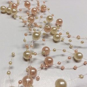 Sale! Garland in Ivory & Blush Pink Pearls for Wedding Table Bridal Table Decor Beaded Strung Beads Decorating Bouquet Accent Pearl Garlands