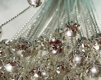 Set of 24 Rhinestone Stems 1/3" Diameter each Bridal Bouquet Addition Picks | Wedding Cake Decor, Accent Silverplate 10" Long Sticks